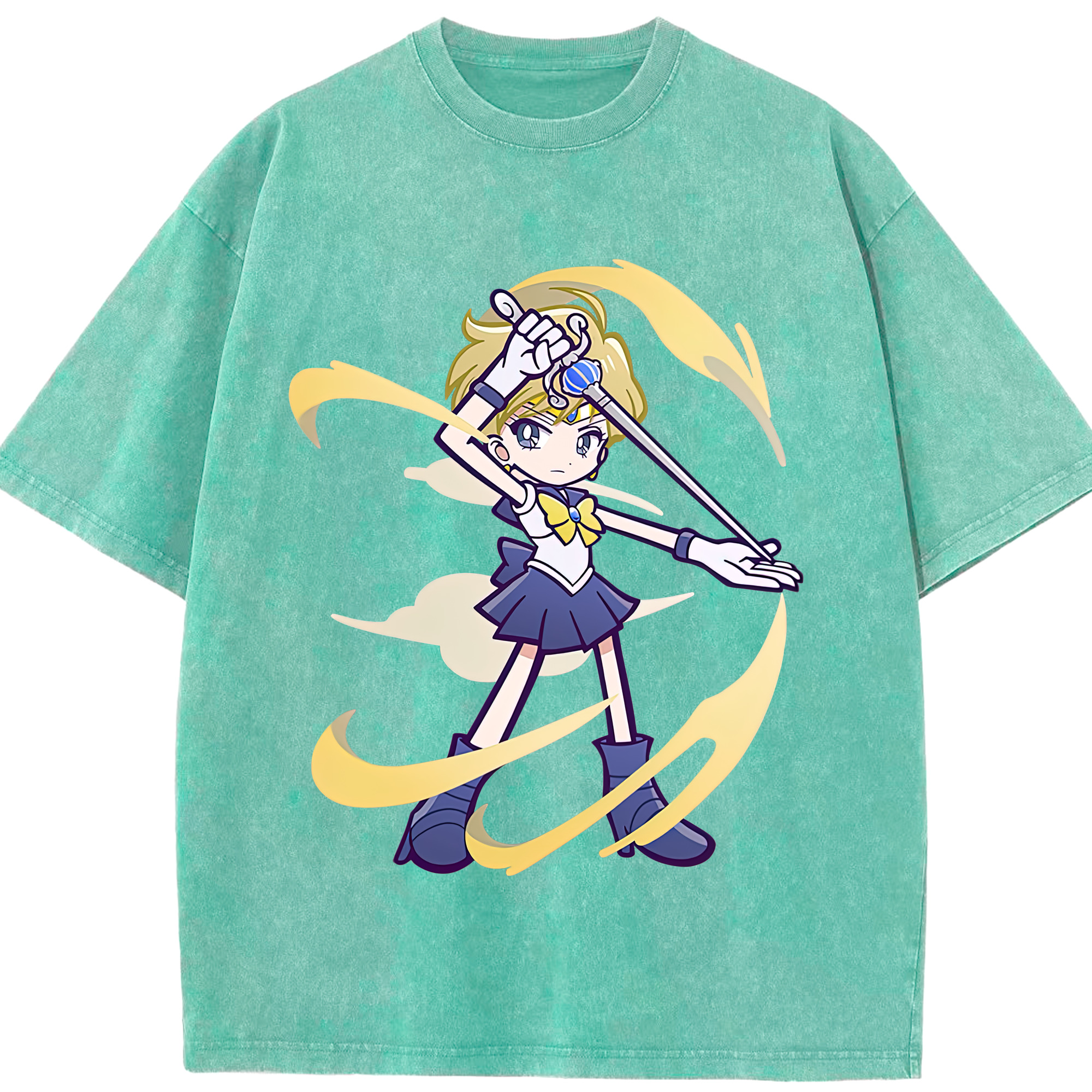 （画像用） 美少女戦士セーラームーン 天王はるか Sailor Moon Tenoh Haruka 綿100% ヴィンテージ風 半袖Tシャツ（フロントプリント）